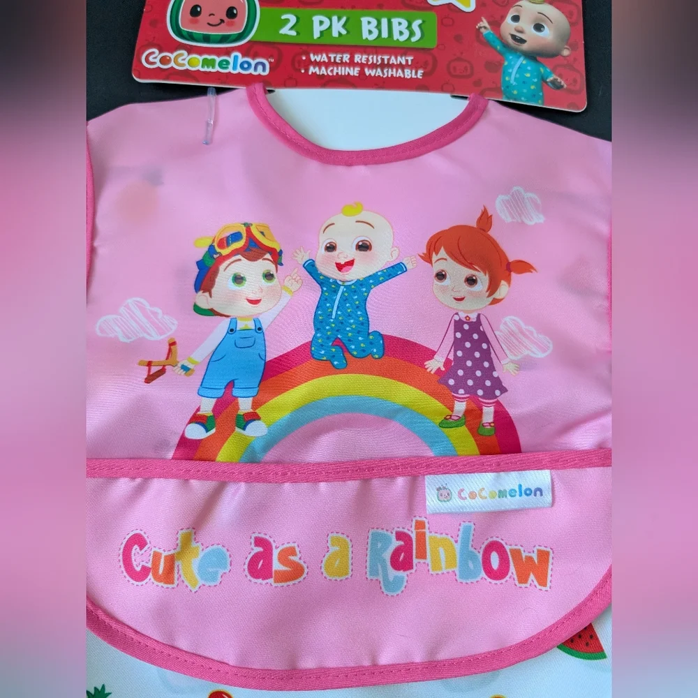 Cocomelon Pink Bib Set